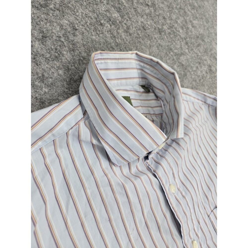 Sid Mashburn Dress Shirt Men's Sz 15.5 35 Blue Striped Spread Collar Luxury Prep